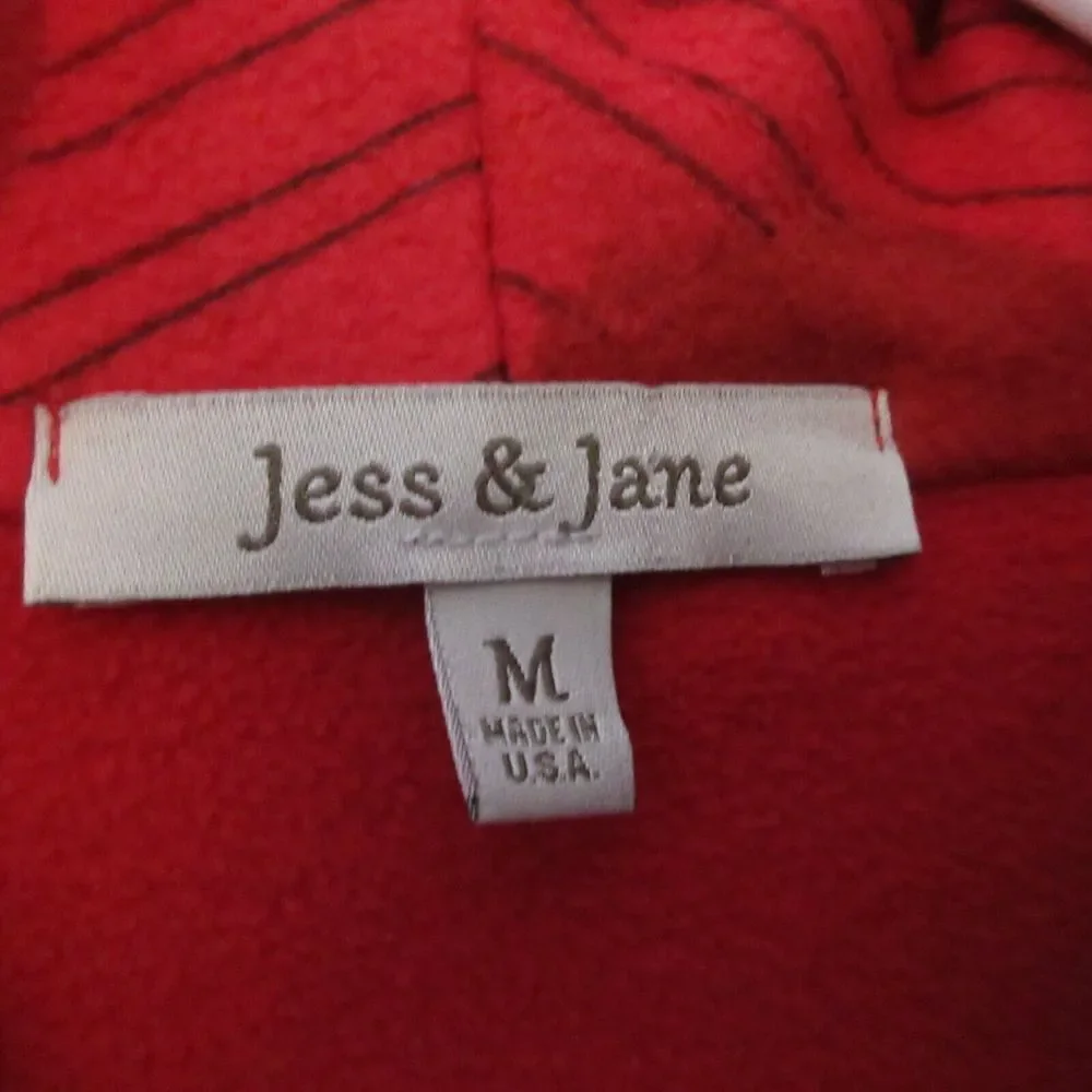 Jess & Jane Poncho Women Medium Red Dancing Dots Pockets Shawl Fleece Artsy Cozy